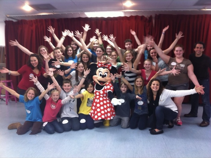 Christina and her Accelerando students with Minnie Mouse at Disney before their show in 2011