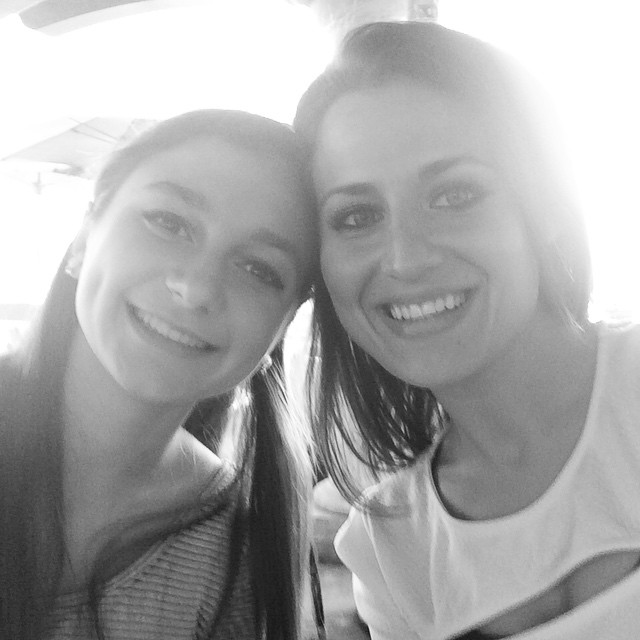 Christina and Daya together in a black-and-white photograph